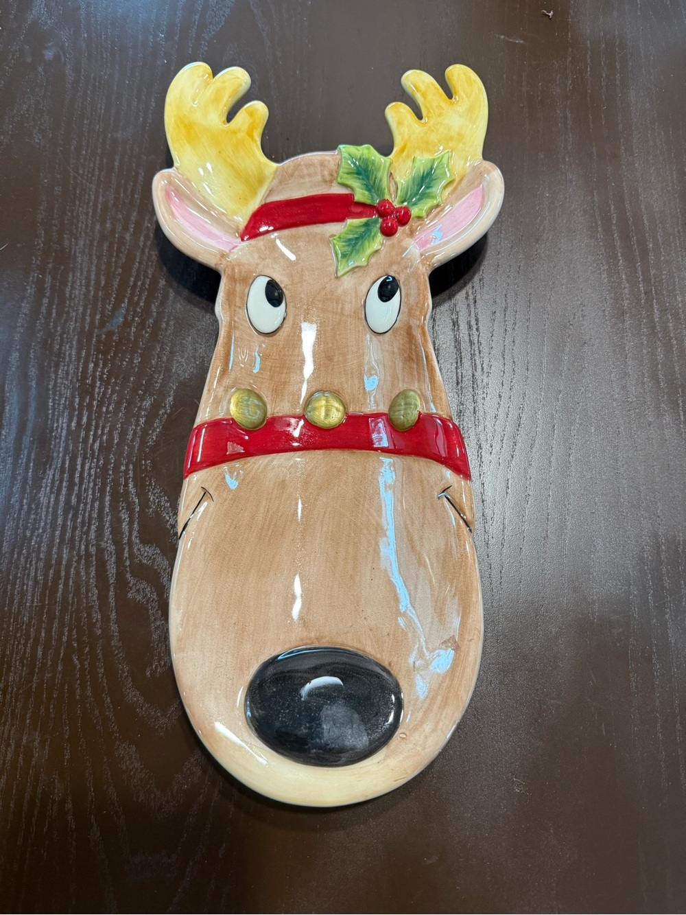 Fitz & Floyd Reindeer Snack Tray Ceramic Christmas Dish 13 Inches